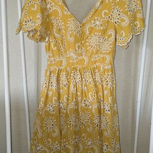 Yellow Floral Lace Dress
